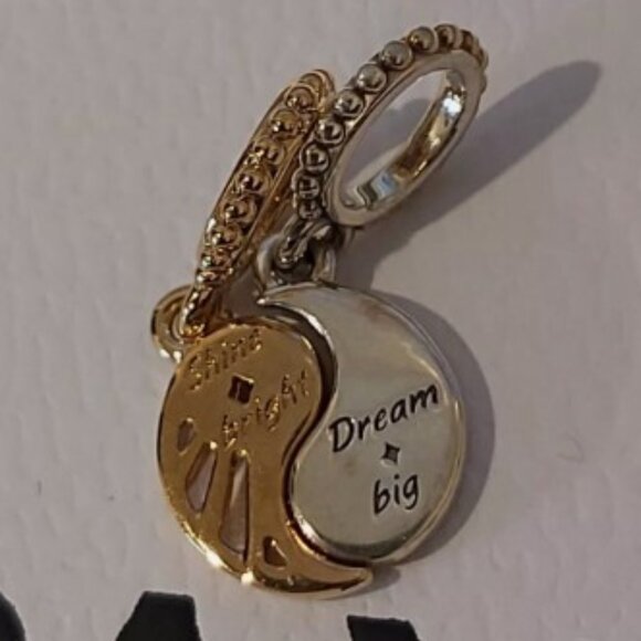 Auth PANDORA SS and 14k plated Two-tone Splittable Sun & Moon Dangle 762678C01 - Picture 8 of 11